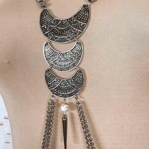 Bohemian Silver Moon Body Chain Necklace Dangle Pendant Festival Boho